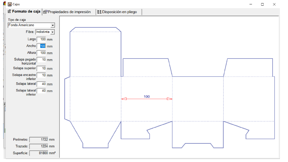 Desarrollo de caja con fondo americano